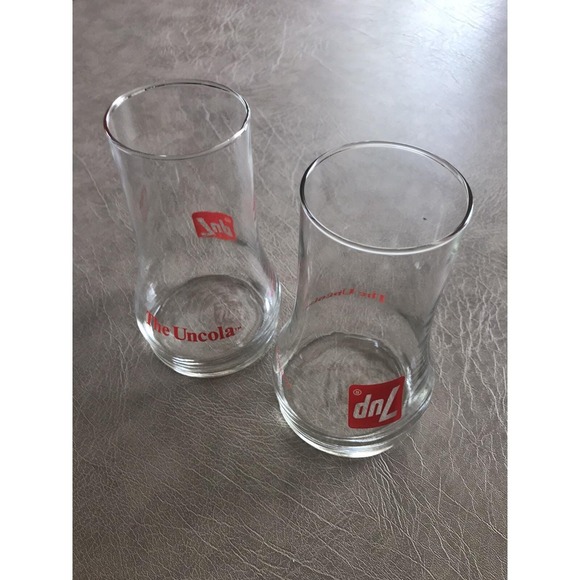 7 Up Other - Lot of‎ 2 Vintage 7UP "The Uncola" Upside Down Drinking Glasses